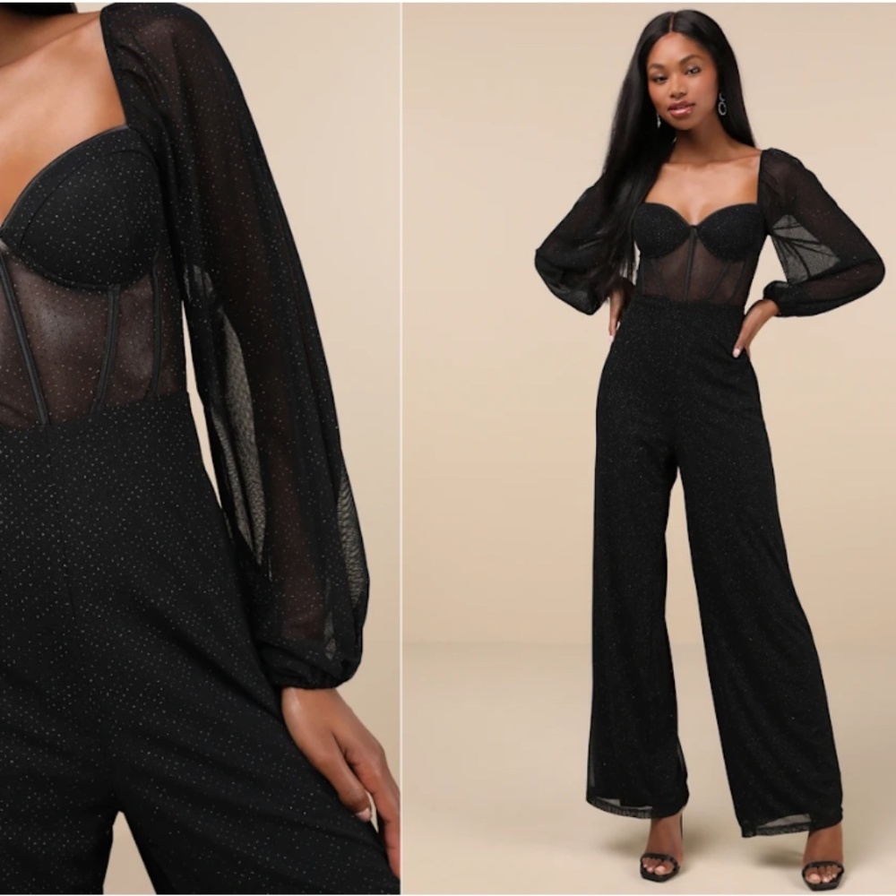 LULU's Sexy Chic Elegant Corset Wedding Special Bustier Shimmer Jumpsuit